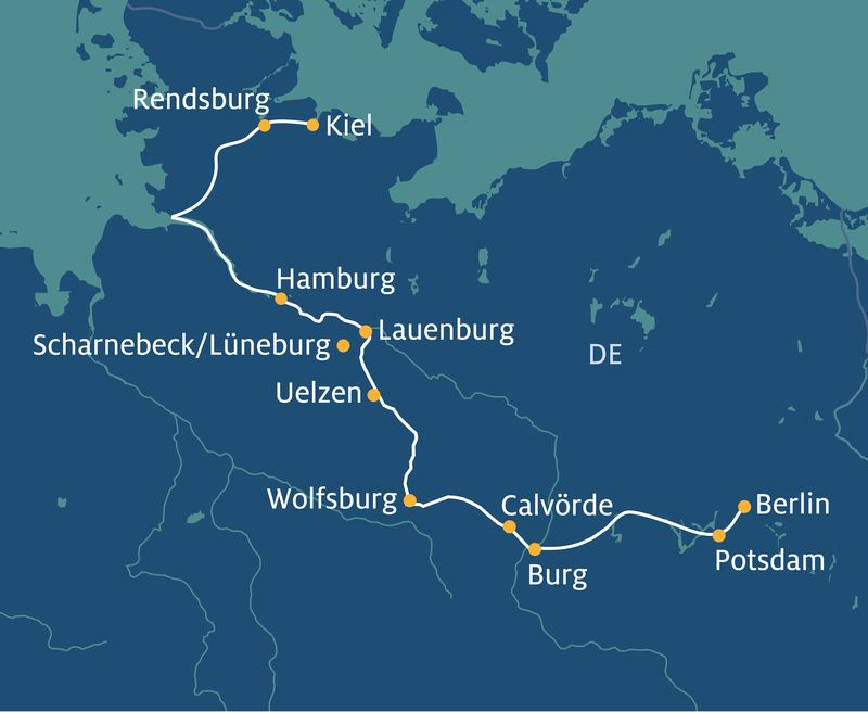 Thurgau Chopin: Kiel-Hamburg-Potsdam-Berlin Routenplan
