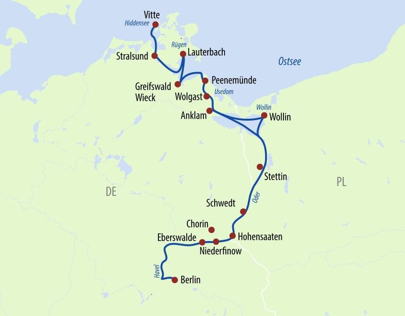 Thurgau Saxonia - Charmante Ostsee-Inseln Routenplan