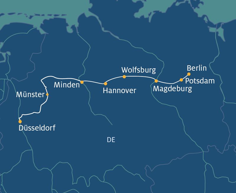 Thurgau Saxonia: Berlin - Düsseldorf Routenplan