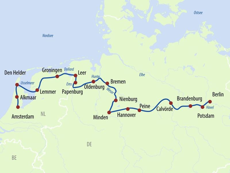Thurgau Saxonia: Amsterdam-Berlin Routenplan