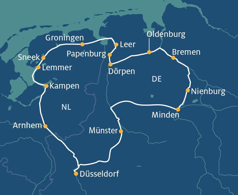 Thurgau Saxonia: Düsseldorf - Bremen - Düsseldorf Routenplan