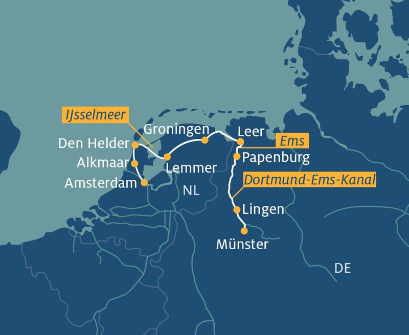 Amsterdam - Münster Routenplan