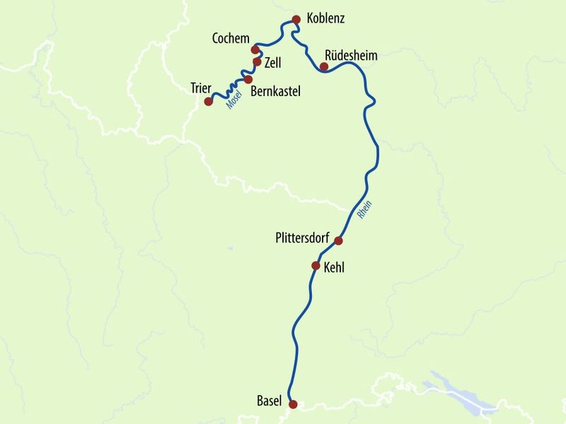 Karte Romantischer Rhein & liebliche Mosel Routenplan