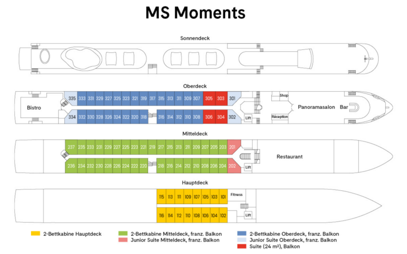 Deckplan MS Moments Deckplan der MS-Moments