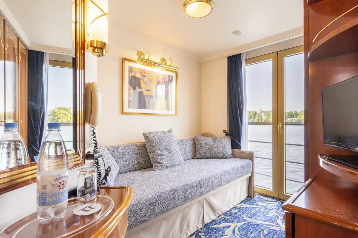 1-Bettkabine Oberdeck (ca. 9 m²) mit franz. Balkon