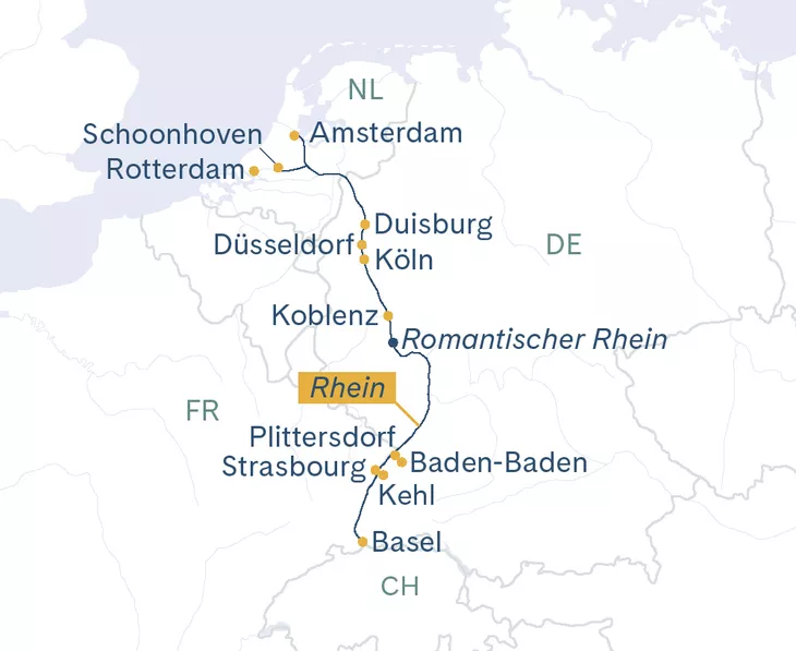 Routenplan Thurgau Prestige Basel-Amsterdam-Basel