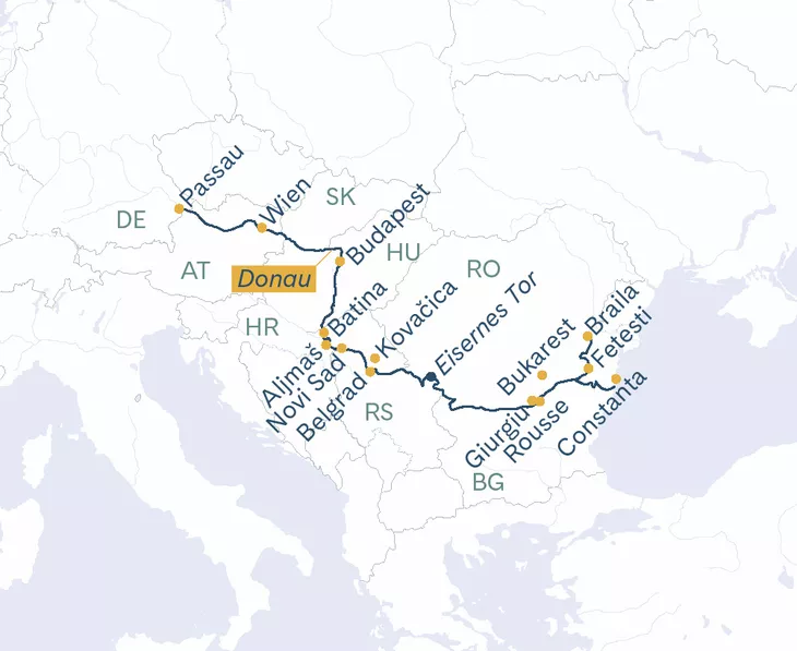 Routenplan Thurgau Prestige Passau-Constanta