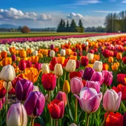 Tulpenfeld und Himmel,Generative KI,