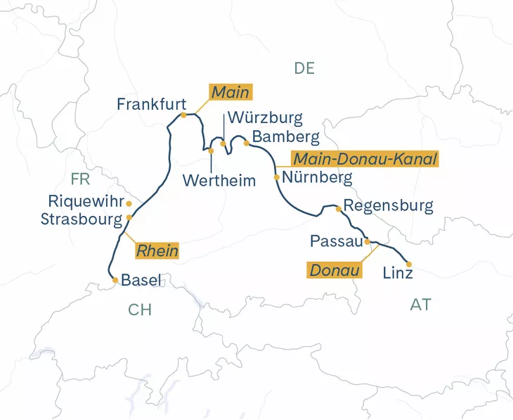 Routenplan Basel-Linz