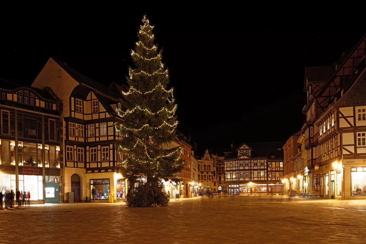 Weihnachtsbaum auf Marktplatz in Quedlinburg - ©Thomas Jablonski - stock.adobe.com