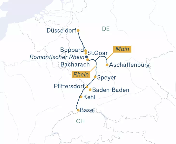 Routenplan Thurgau Gold Basel-Düsseldorf-Basel