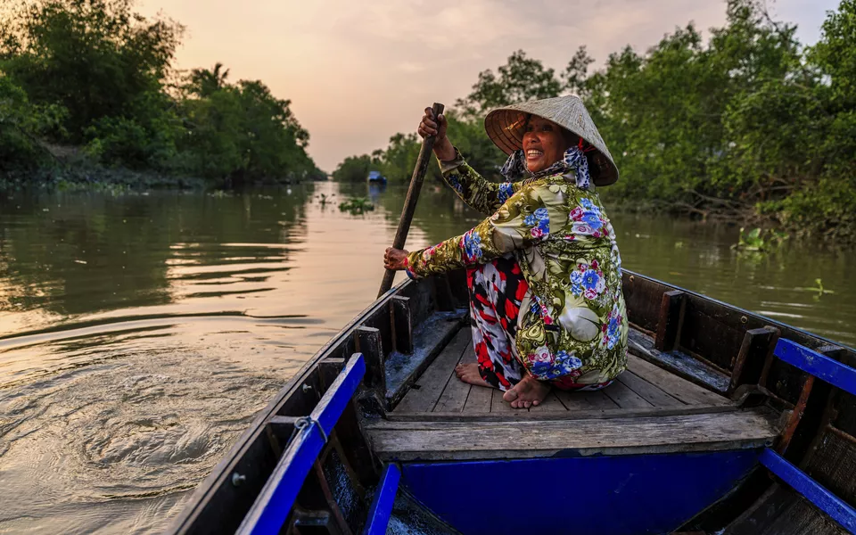 Ruderboot im Mekong Delta