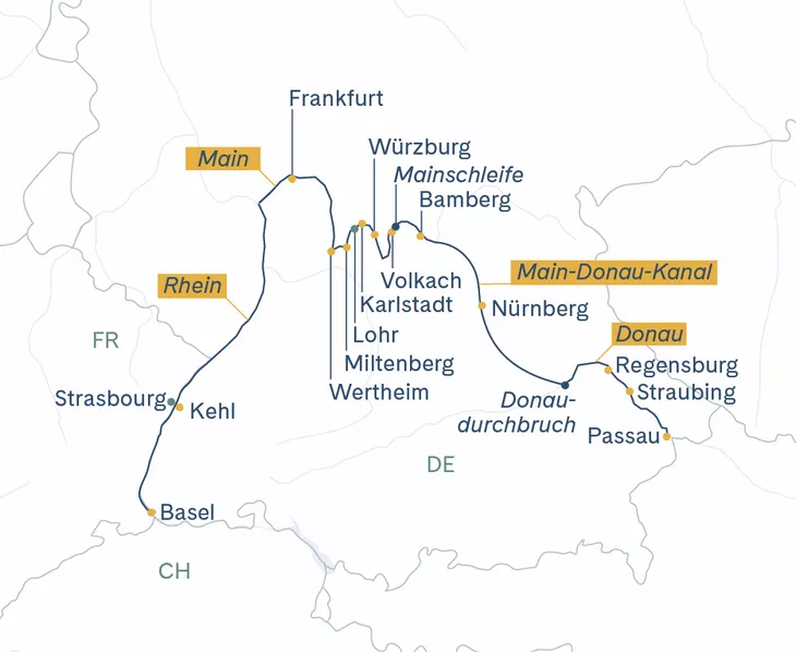Routenplan Antonio Bellucci Würzburg-Basel