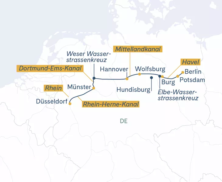 Routenplan: THCH Berlin-Münster-Düsseldorf