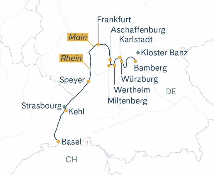 Routenplan Basel-Bamberg-Basel