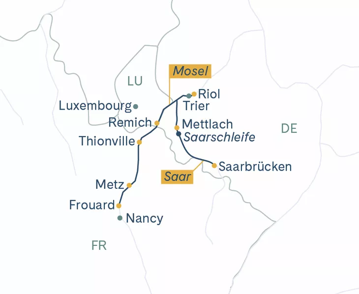 Routenplan Saarbrücken-Nancy