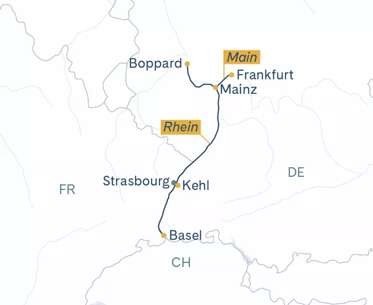 Routenplan Basel-Mainz-Frankfurt