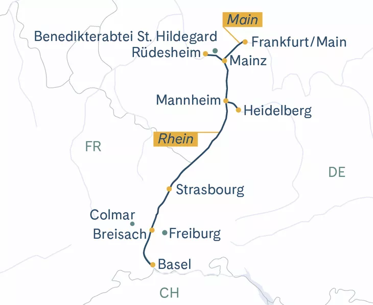 Routenplan Mainz-Basel