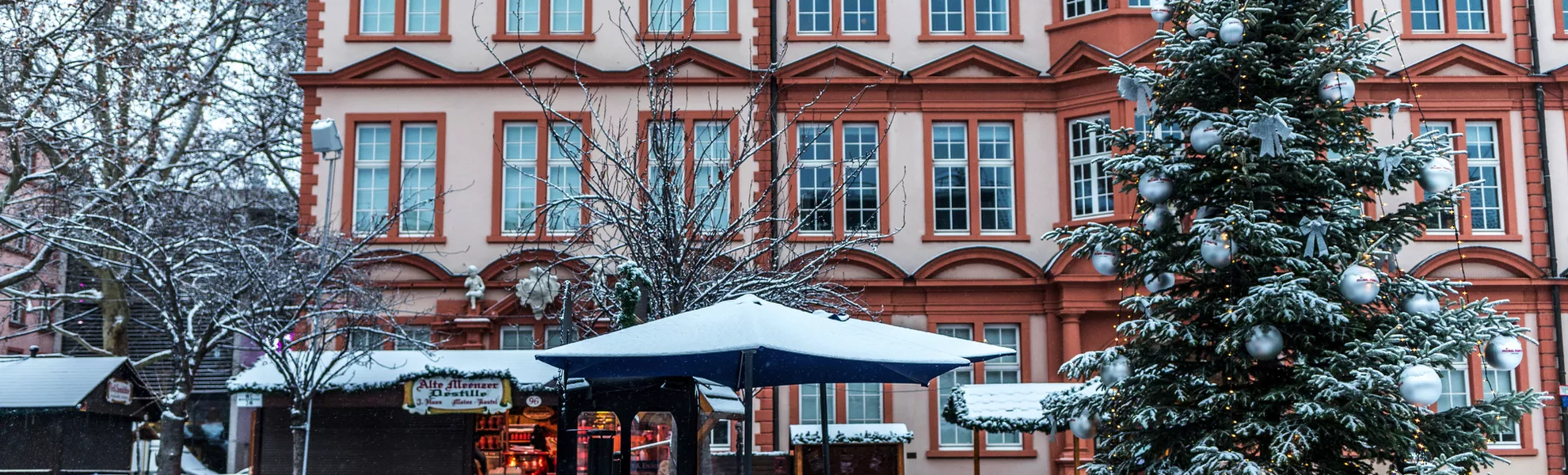 Mainzer Weihnachtsmarkt im Schnee - © parallel_dream - stock.adobe.com