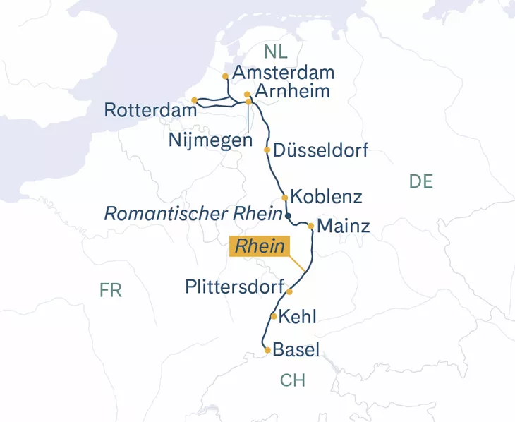 Routenplan EDEL Basel-Amsterdam-Basel Familie