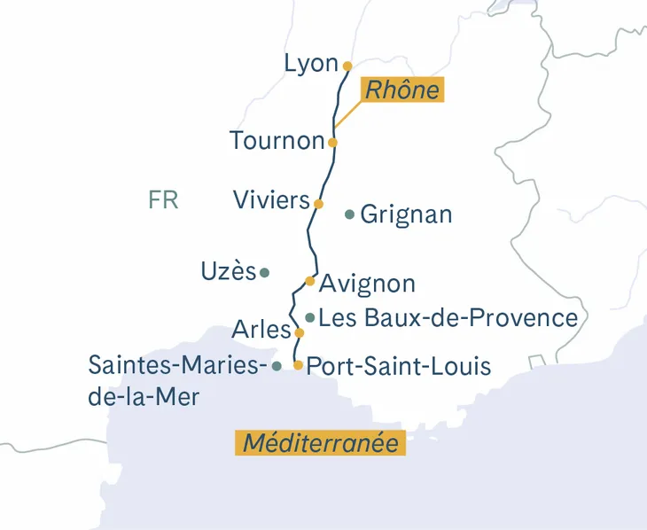 Routenplan Voyage Lyon-Arles-Lyon 2027