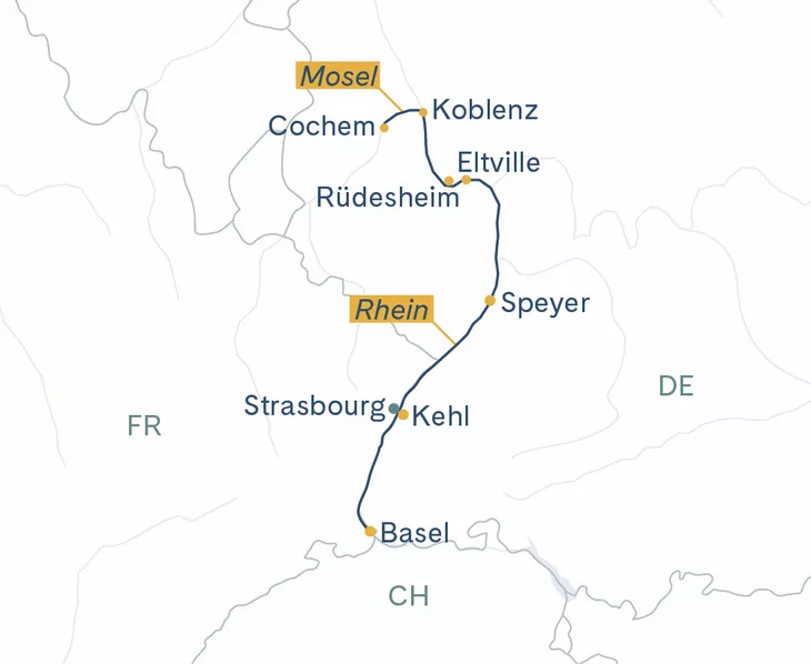 Routenplan Basel-Cochem-Basel