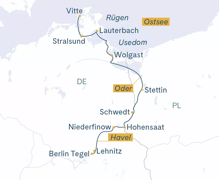 Routenplan Berlin-Stralsund