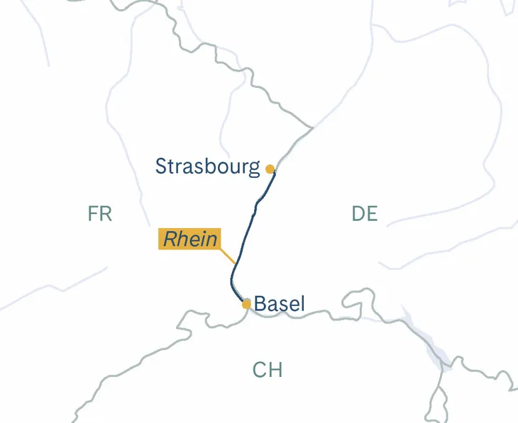 Routenplan MS Thurgau Prestige Basel–Strasbourg–Basel