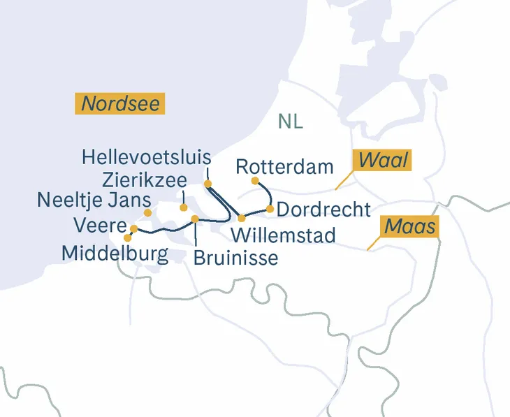Routenplan Rotterdam-Veere-Rotterdam
