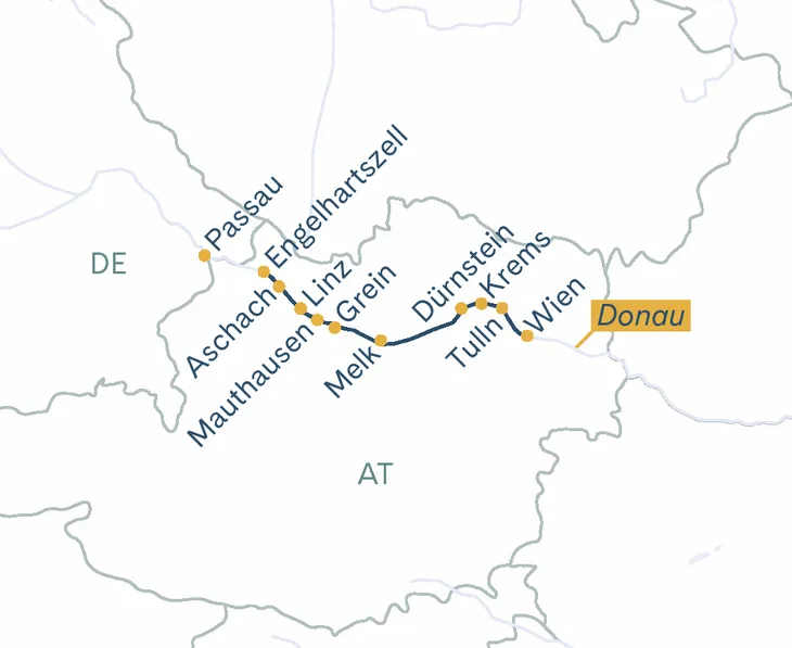 Routenplan Engelhartszell - Wien - Engelhartszell
